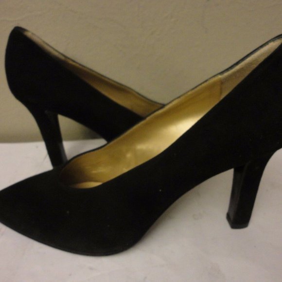 YSL Elegant Black Suede Pumps Heel Shoes Ladies 8 - Picture 3 of 5